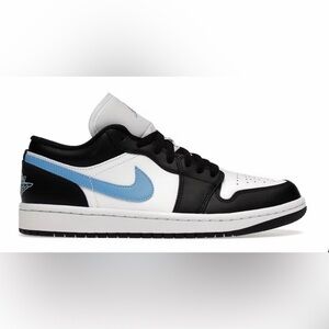Jordan Low-Top Sneakers in White, Black & Light Blue